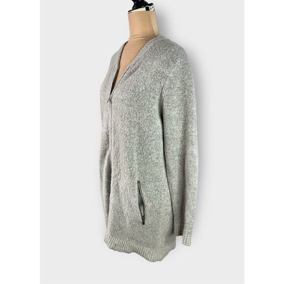 Daytrip Women’s L Zip-Up Long Cardigan with Slant Zip Side Pockets Gray - Picture 6 of 10